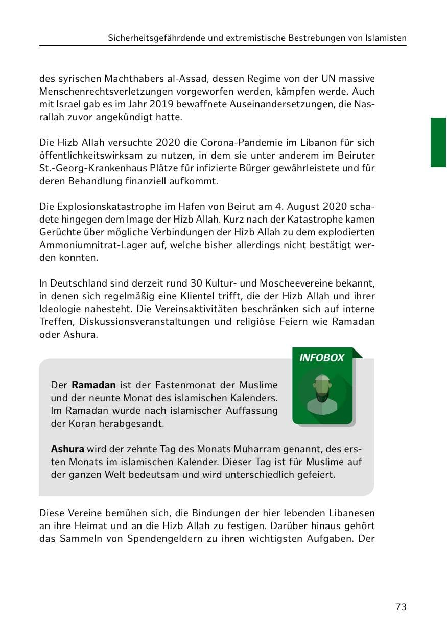 Seite 73 des Verfassungsschutzbericht 2020 Hamburg