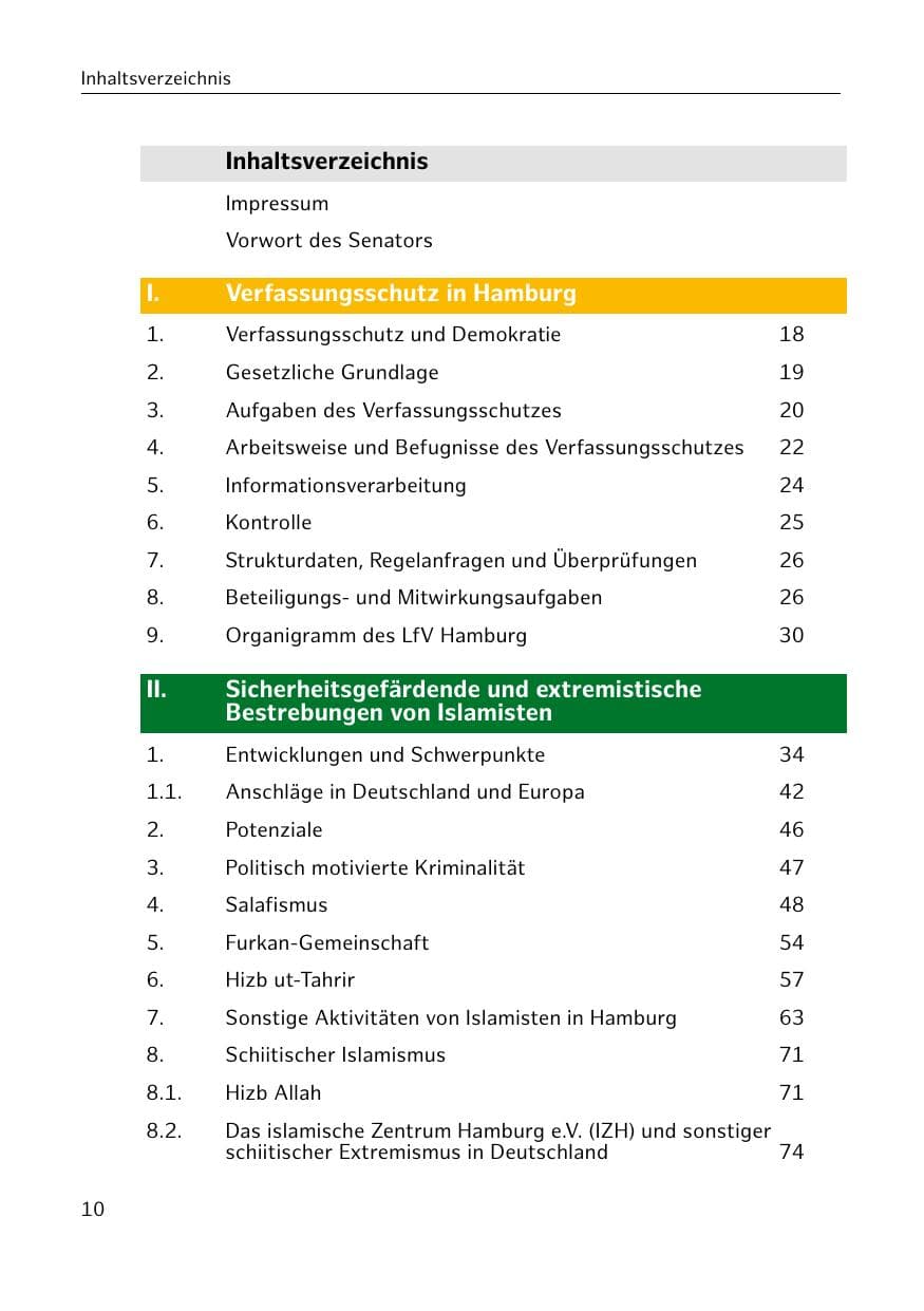 Seite 10 des Verfassungsschutzbericht 2020 Hamburg