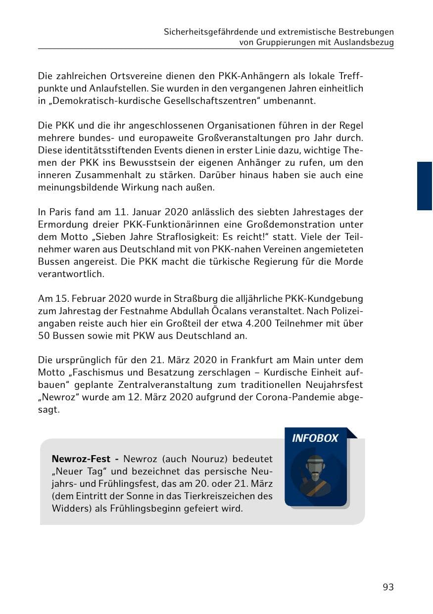Seite 93 des Verfassungsschutzbericht 2020 Hamburg