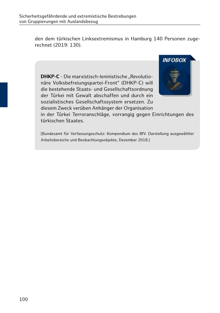 Seite 100 des Verfassungsschutzbericht 2020 Hamburg