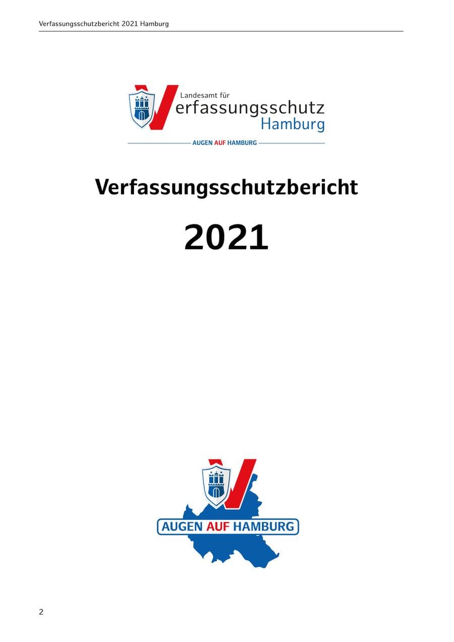 Seite 2 des Verfassungsschutzbericht 2021 Hamburg
