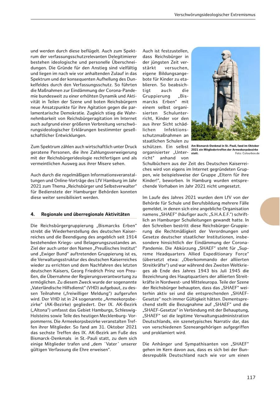 Seite 117 des Verfassungsschutzbericht 2021 Hamburg