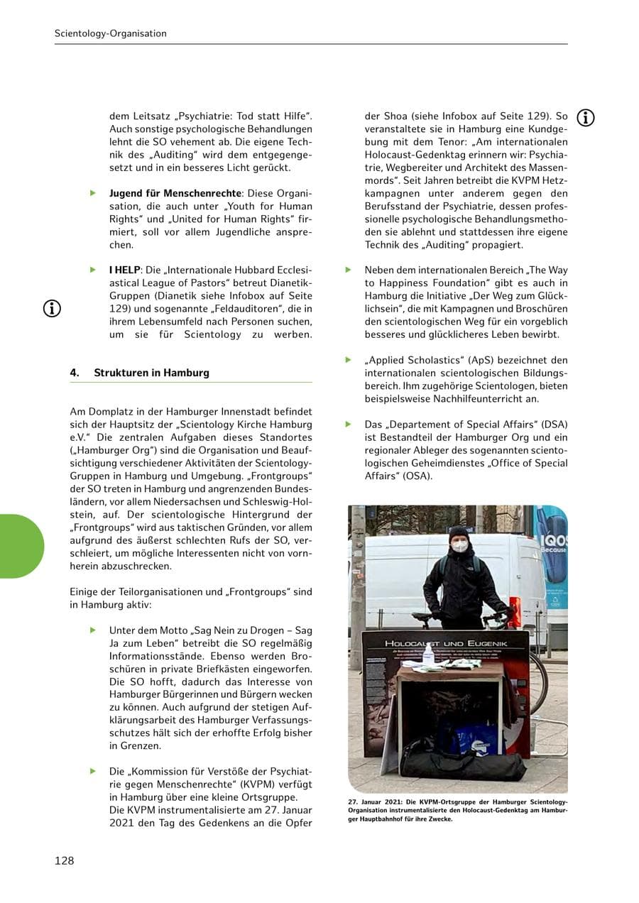 Seite 128 des Verfassungsschutzbericht 2021 Hamburg