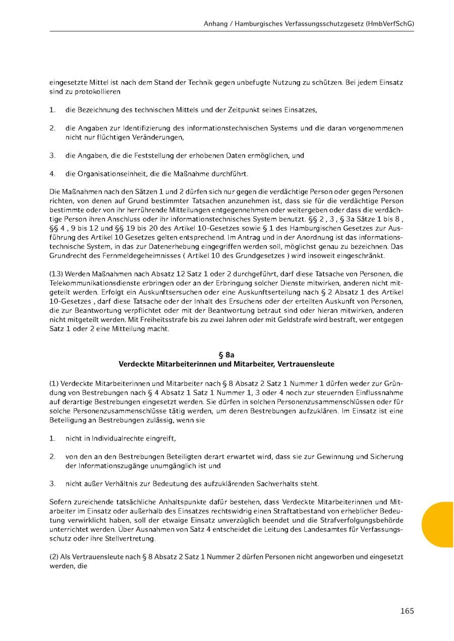 Seite 165 des Verfassungsschutzbericht 2021 Hamburg