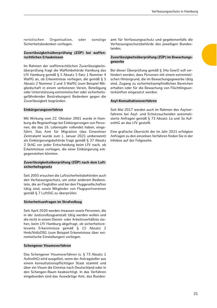 Seite 21 des Verfassungsschutzbericht 2021 Hamburg