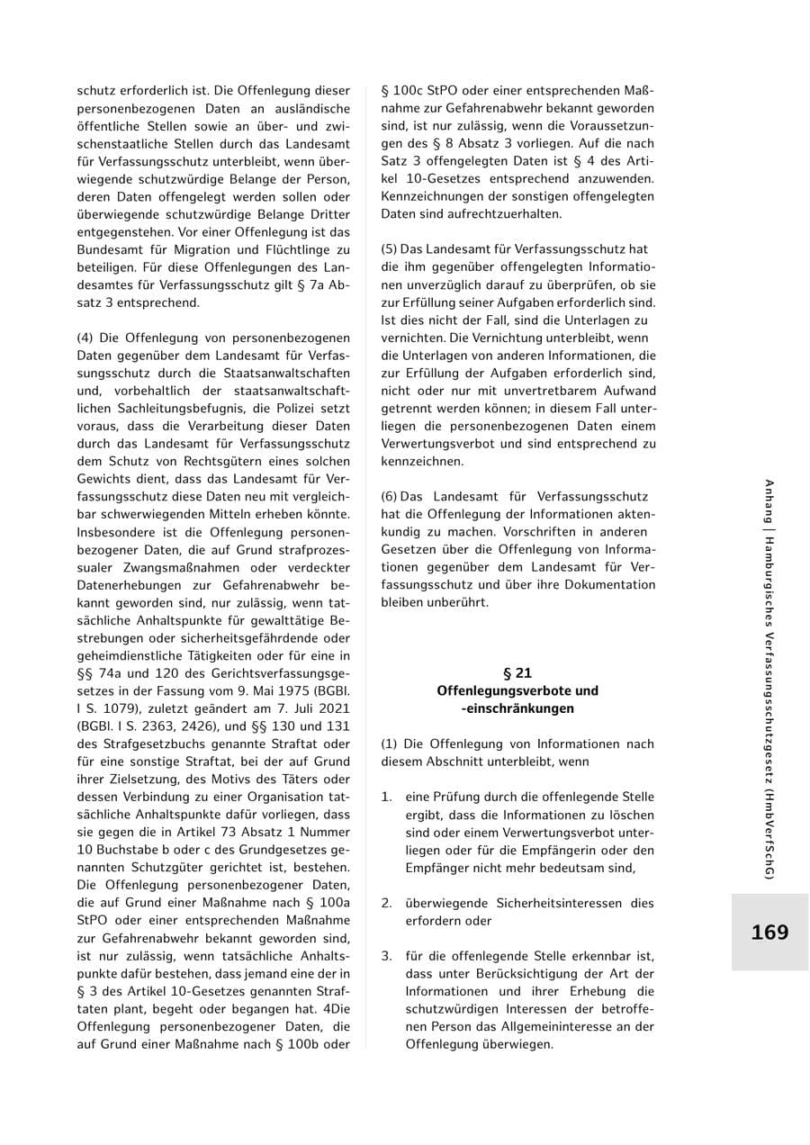 Seite 169 des Verfassungsschutzbericht 2023 Hamburg