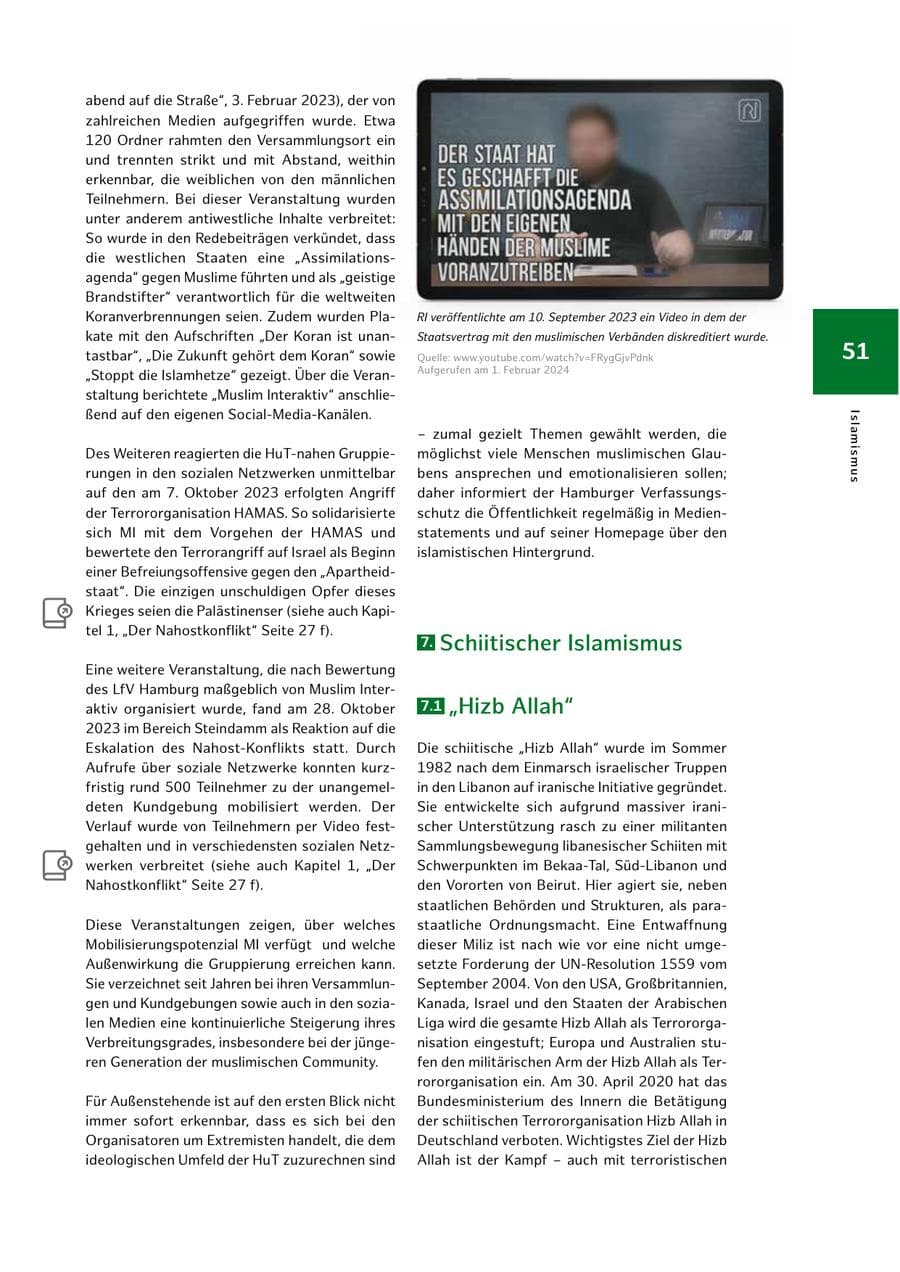 Seite 51 des Verfassungsschutzbericht 2023 Hamburg