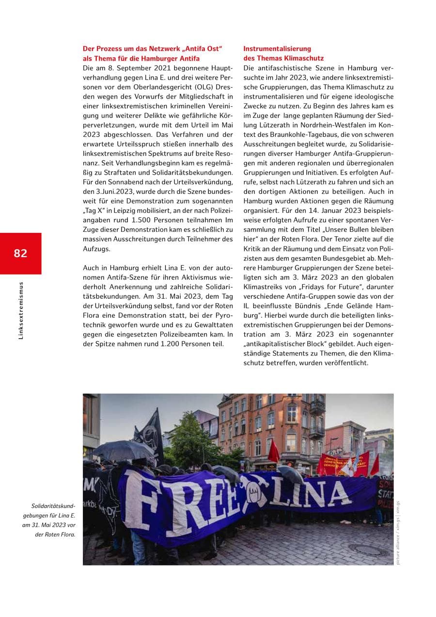 Seite 82 des Verfassungsschutzbericht 2023 Hamburg