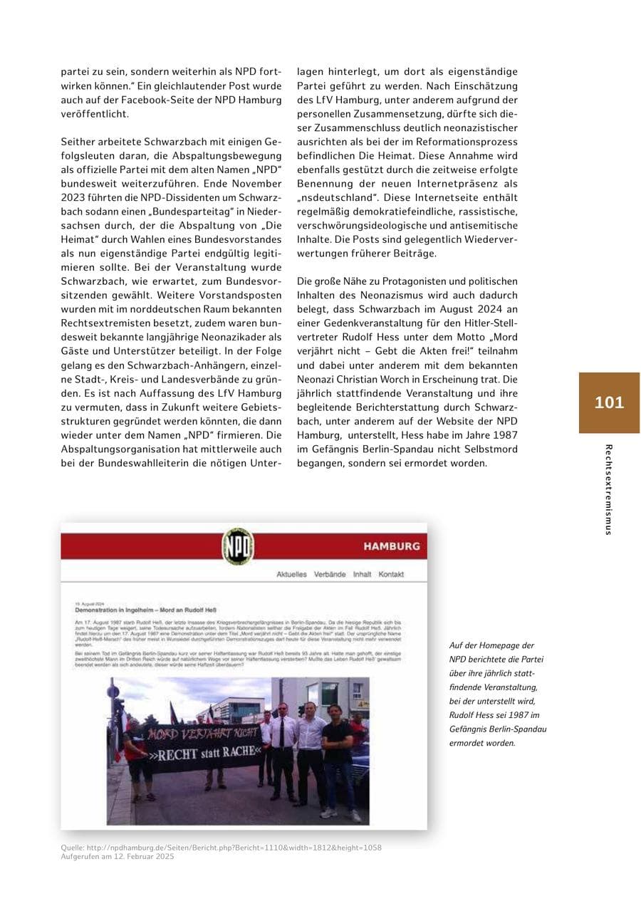 Seite 101 des Verfassungsschutzbericht 2024 Hamburg
