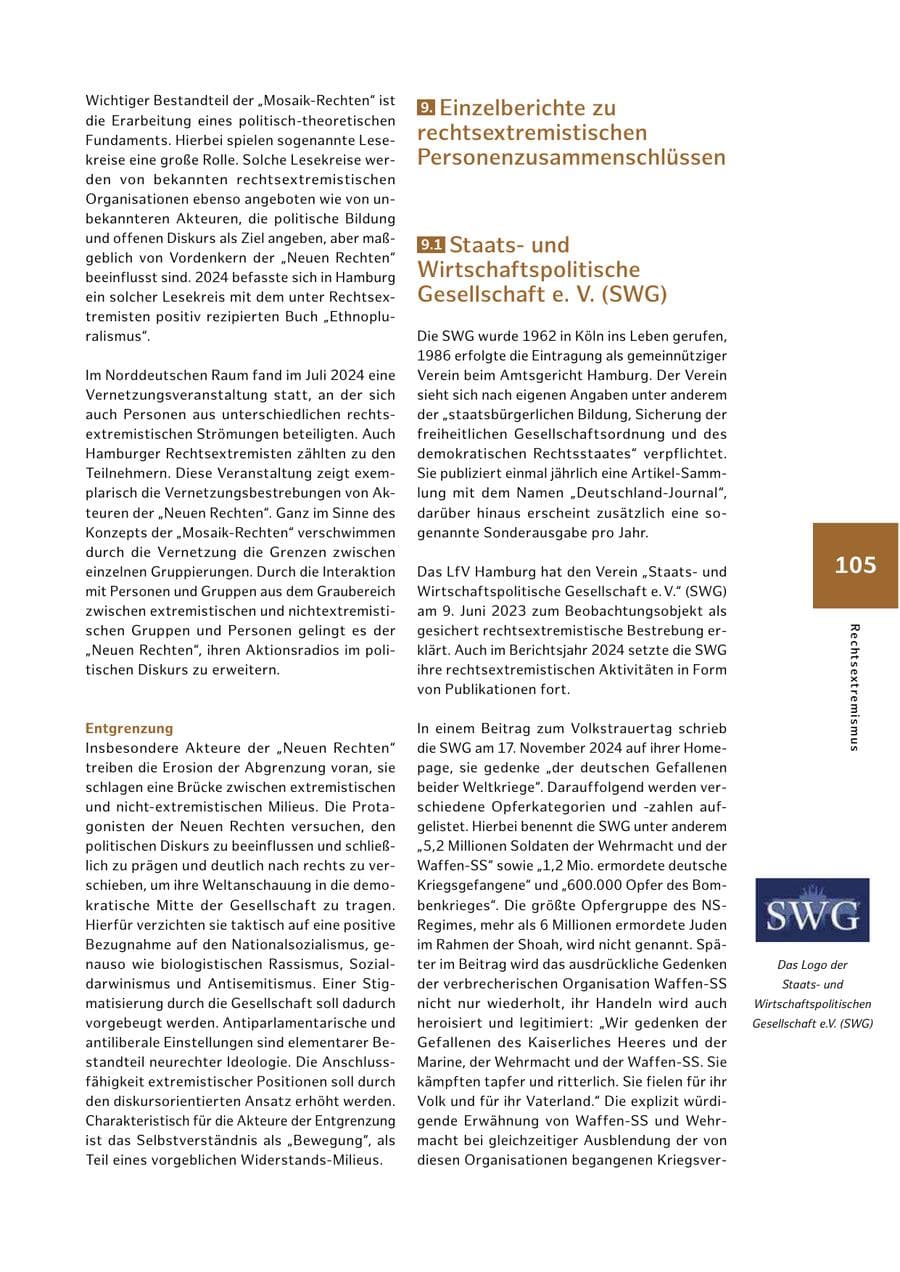 Seite 105 des Verfassungsschutzbericht 2024 Hamburg