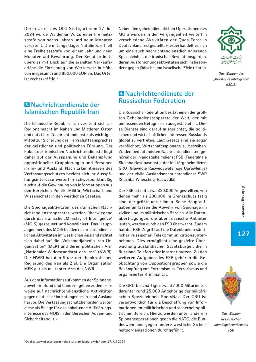 Seite 127 des Verfassungsschutzbericht 2024 Hamburg