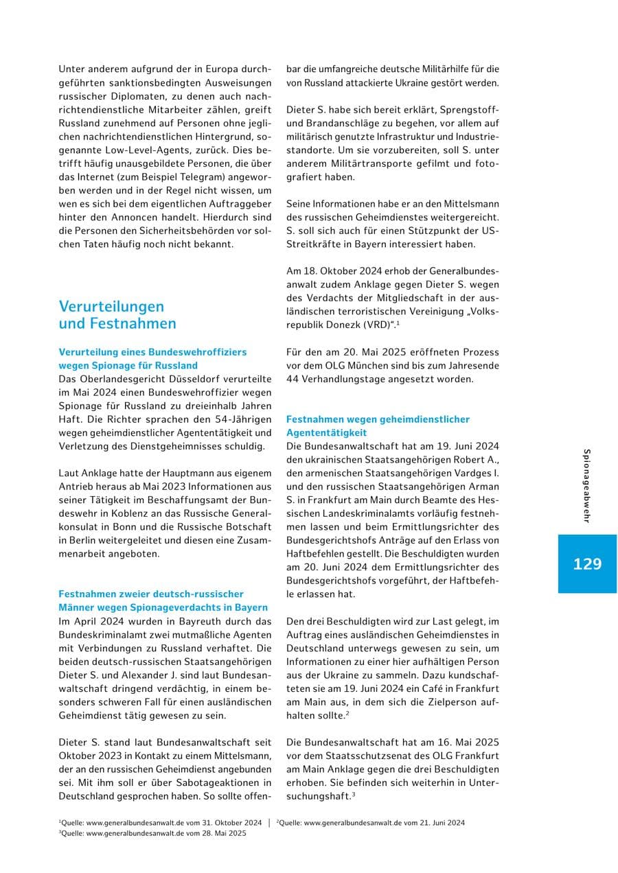 Seite 129 des Verfassungsschutzbericht 2024 Hamburg