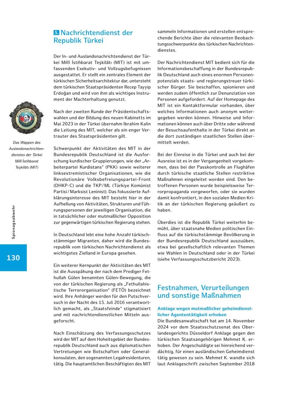 Seite 130 des Verfassungsschutzbericht 2024 Hamburg