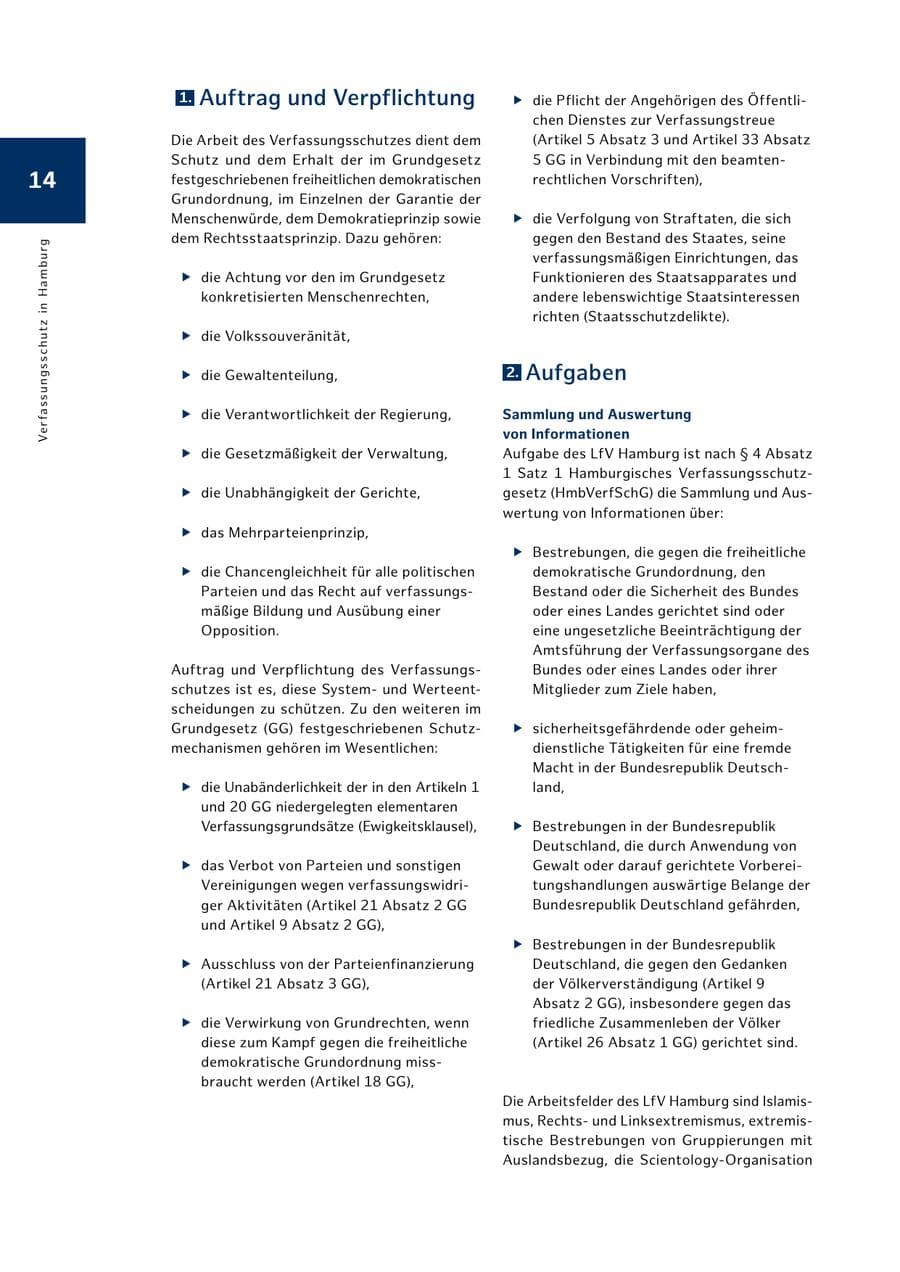 Seite 14 des Verfassungsschutzbericht 2024 Hamburg