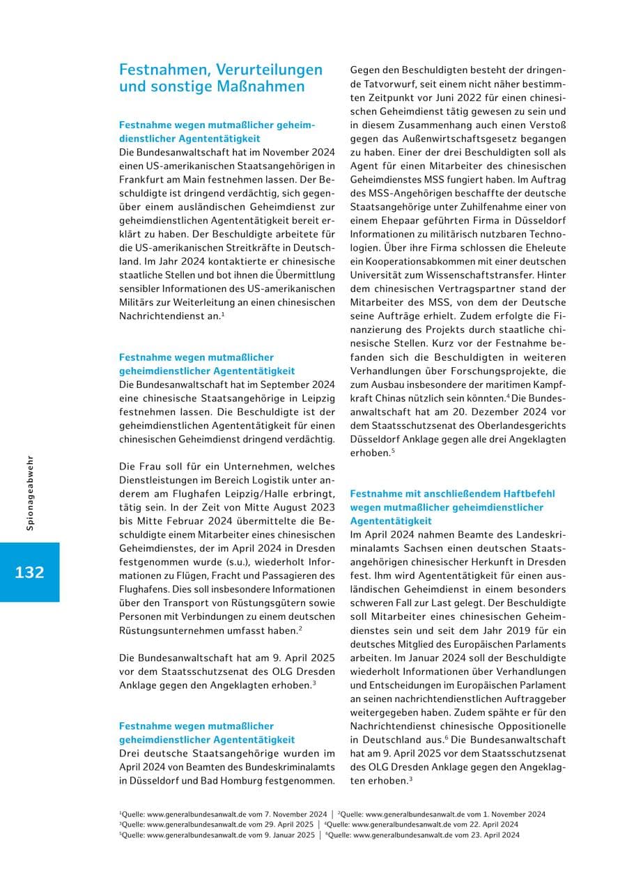 Seite 132 des Verfassungsschutzbericht 2024 Hamburg