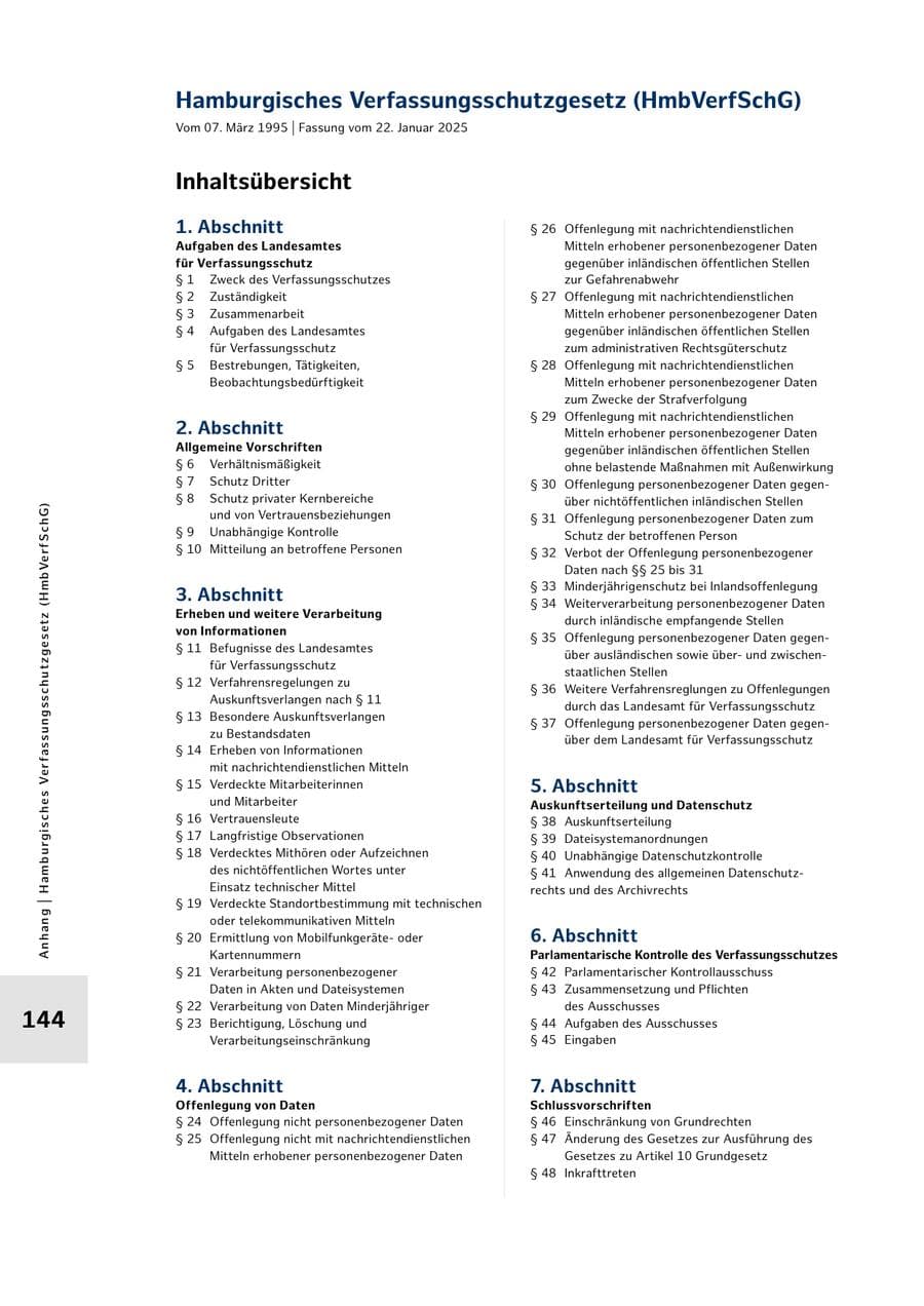 Seite 144 des Verfassungsschutzbericht 2024 Hamburg