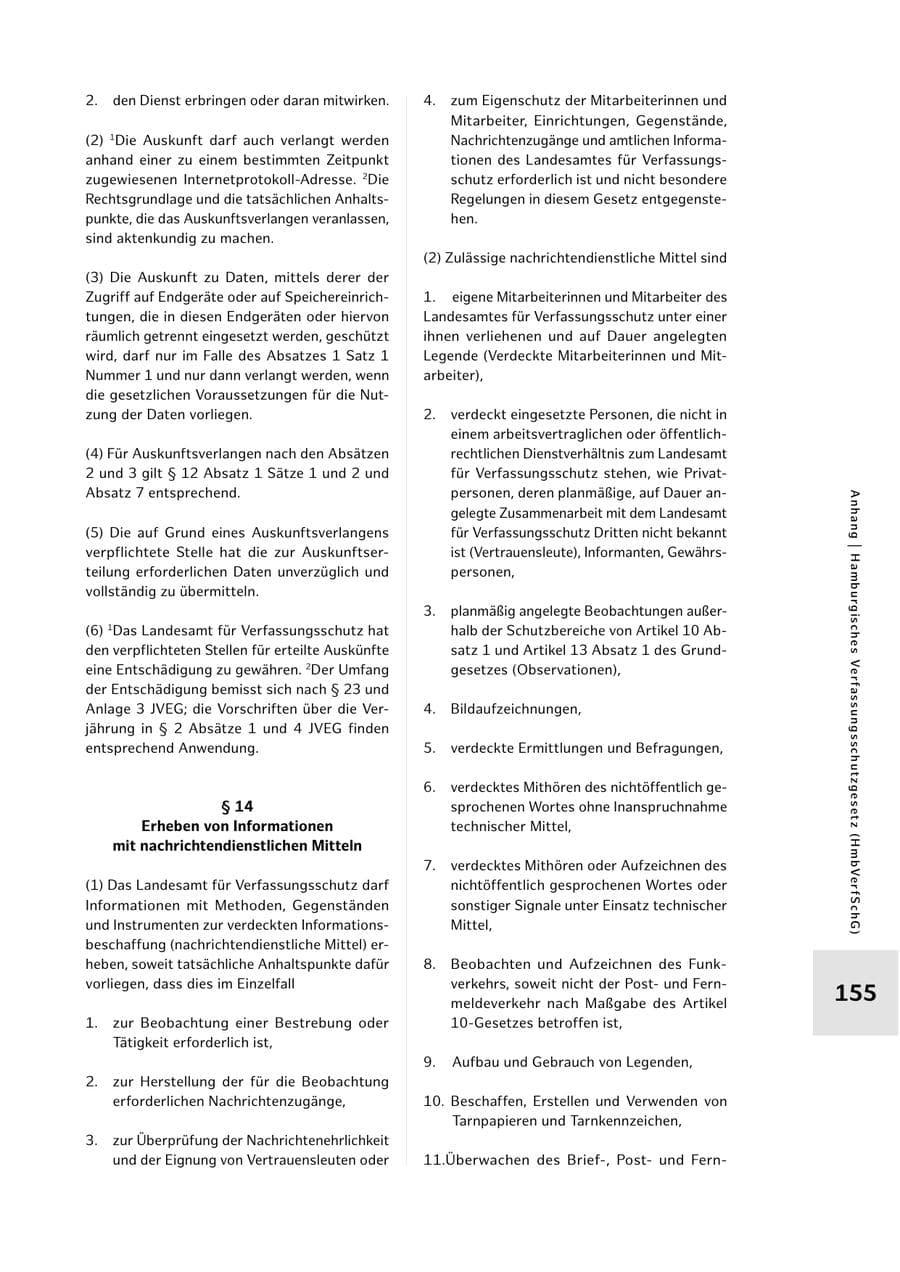 Seite 155 des Verfassungsschutzbericht 2024 Hamburg
