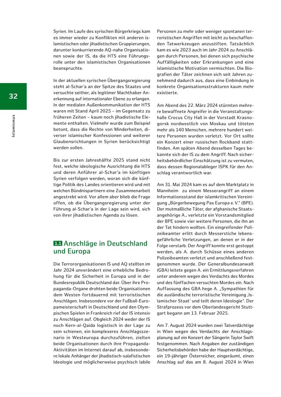Seite 32 des Verfassungsschutzbericht 2024 Hamburg