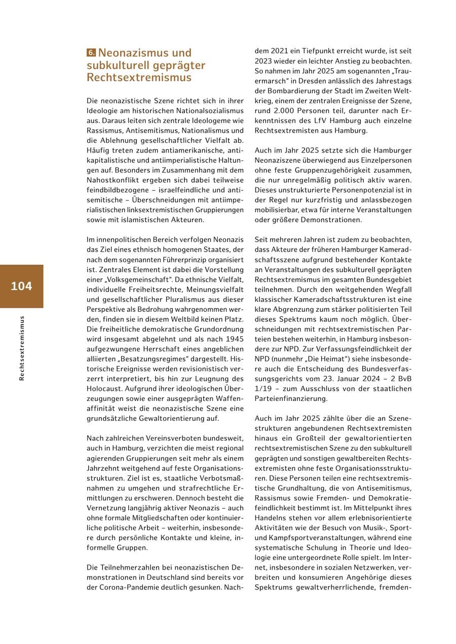 Seite 104 des Verfassungsschutzbericht 2025 Hamburg