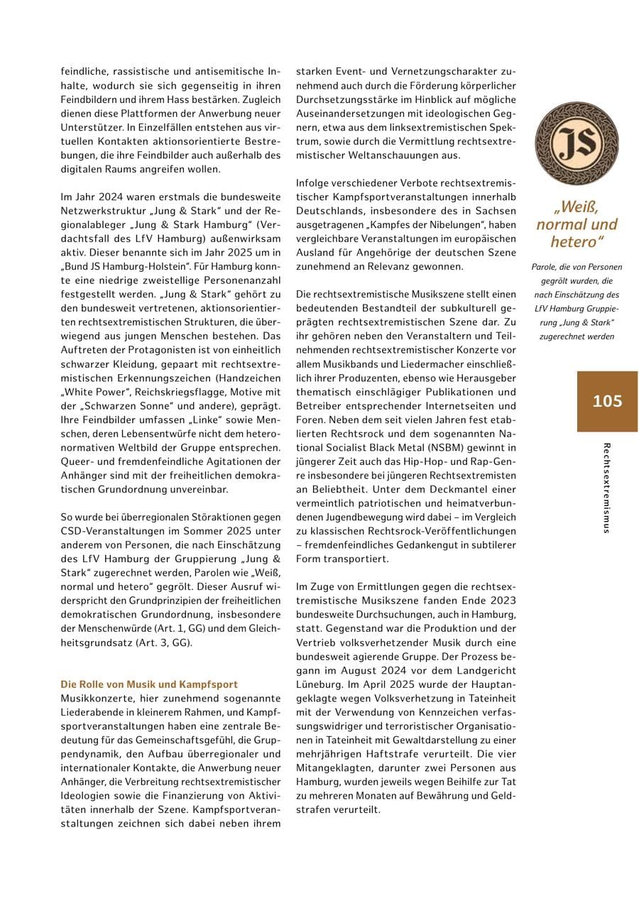 Seite 105 des Verfassungsschutzbericht 2025 Hamburg