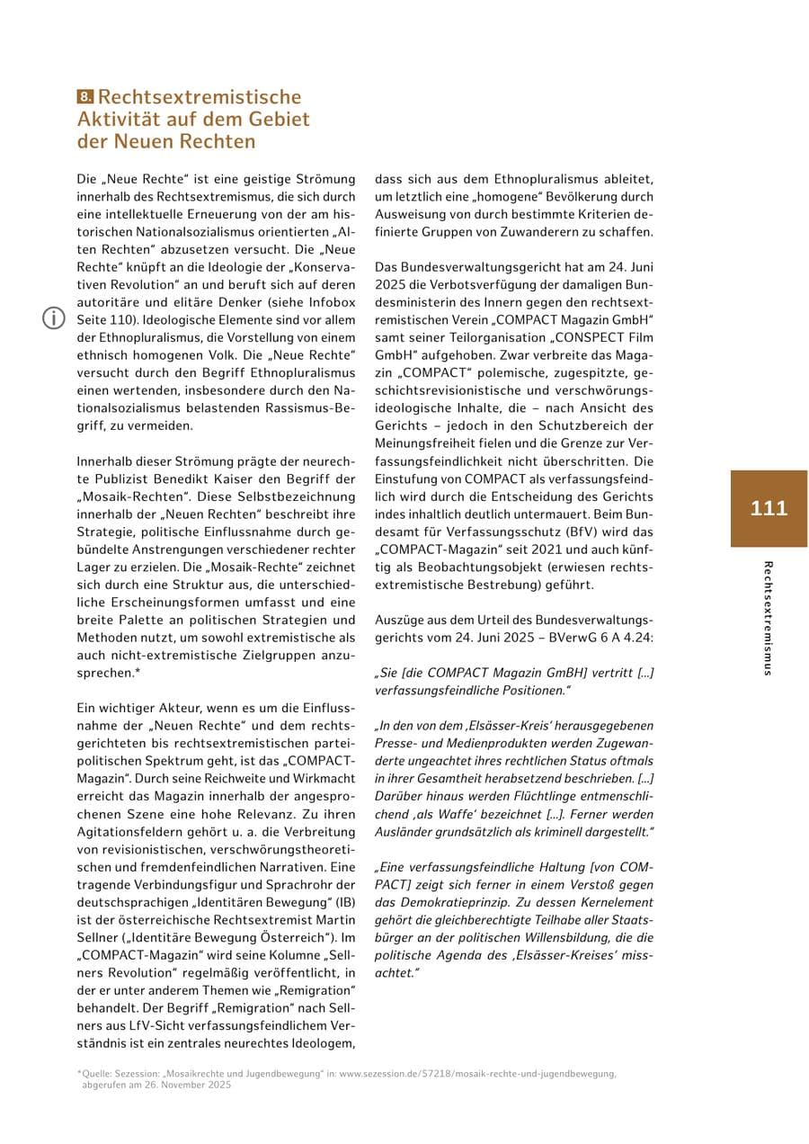 Seite 111 des Verfassungsschutzbericht 2025 Hamburg