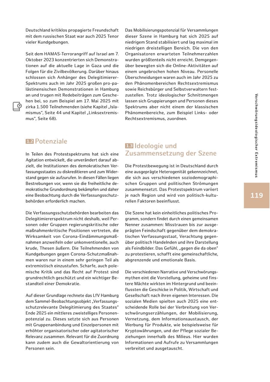 Seite 119 des Verfassungsschutzbericht 2025 Hamburg