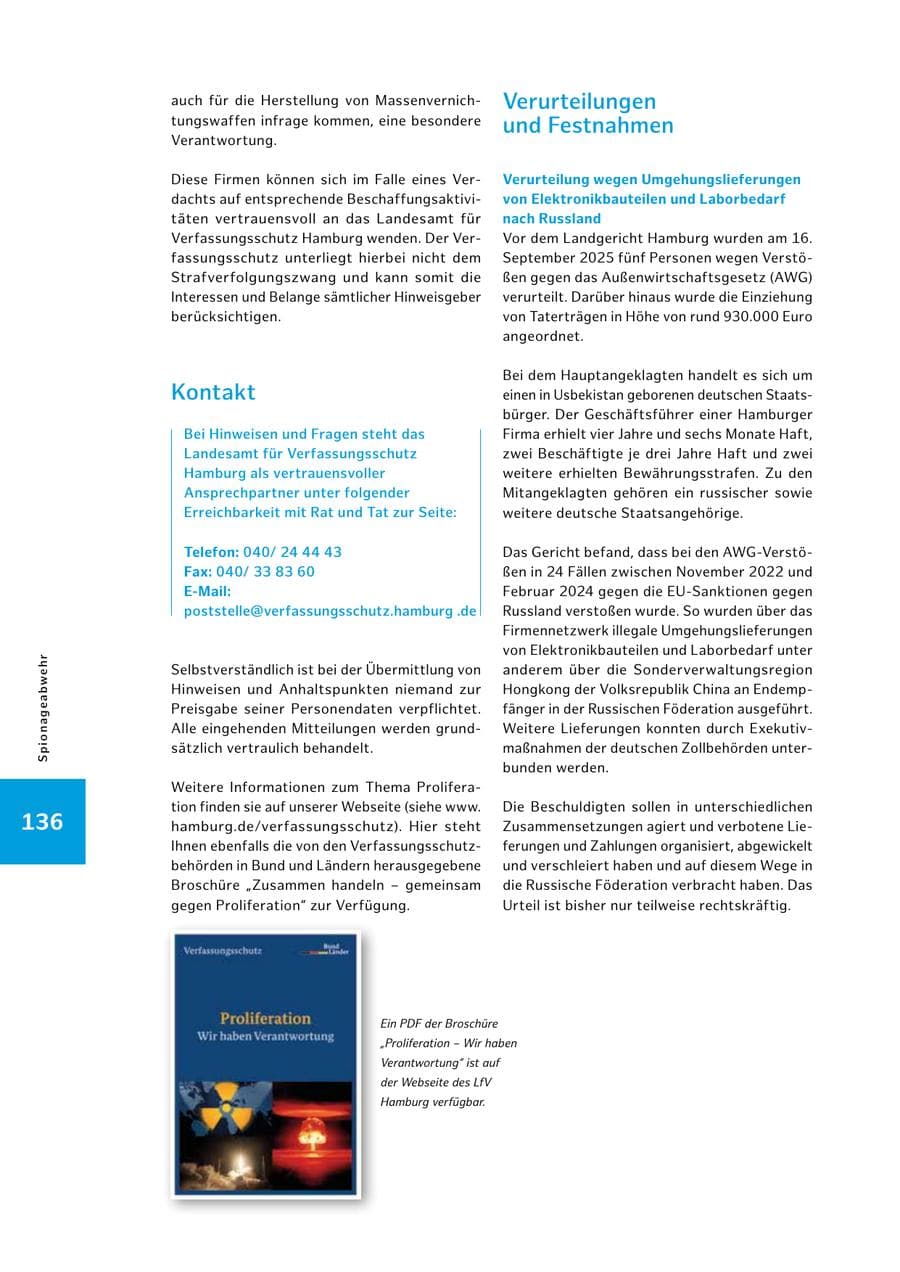 Seite 136 des Verfassungsschutzbericht 2025 Hamburg