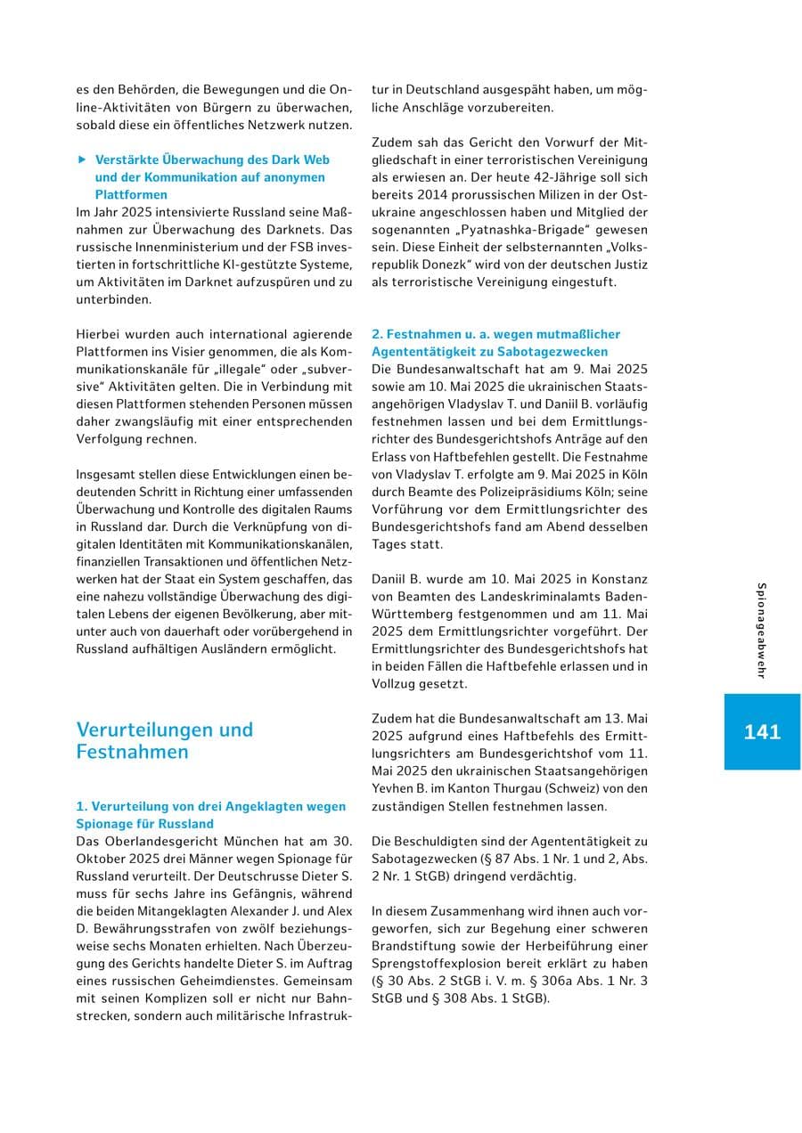 Seite 141 des Verfassungsschutzbericht 2025 Hamburg