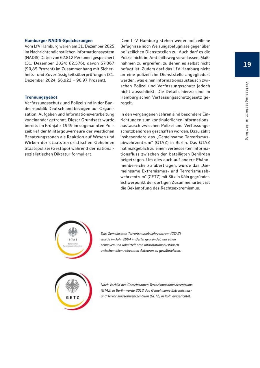 Seite 19 des Verfassungsschutzbericht 2025 Hamburg