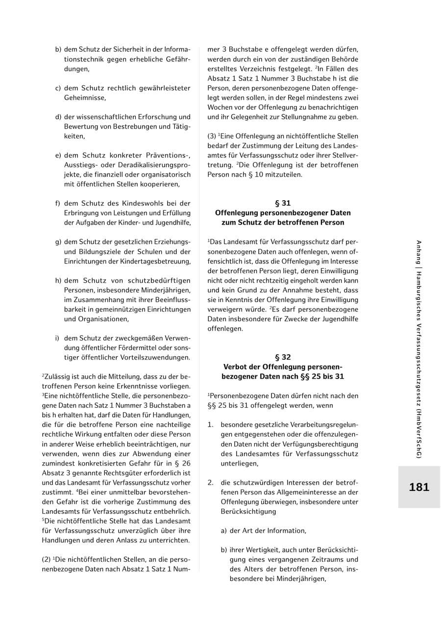 Seite 181 des Verfassungsschutzbericht 2025 Hamburg