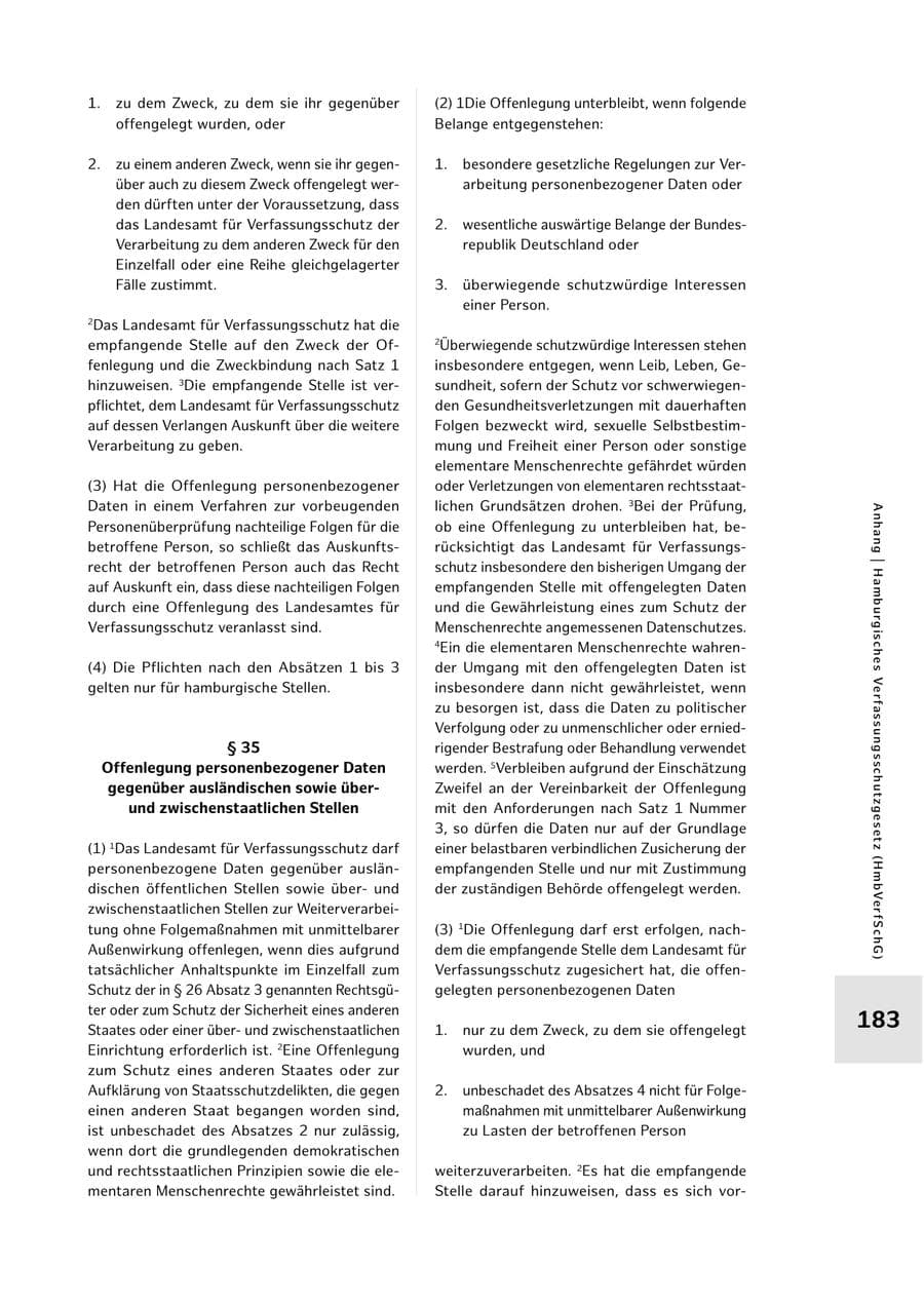 Seite 183 des Verfassungsschutzbericht 2025 Hamburg