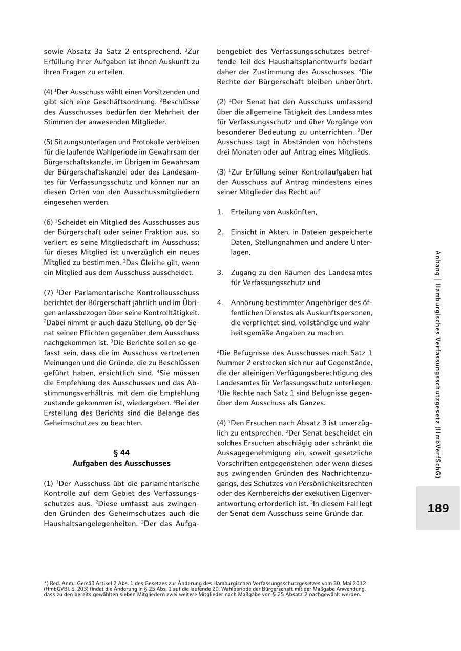 Seite 189 des Verfassungsschutzbericht 2025 Hamburg