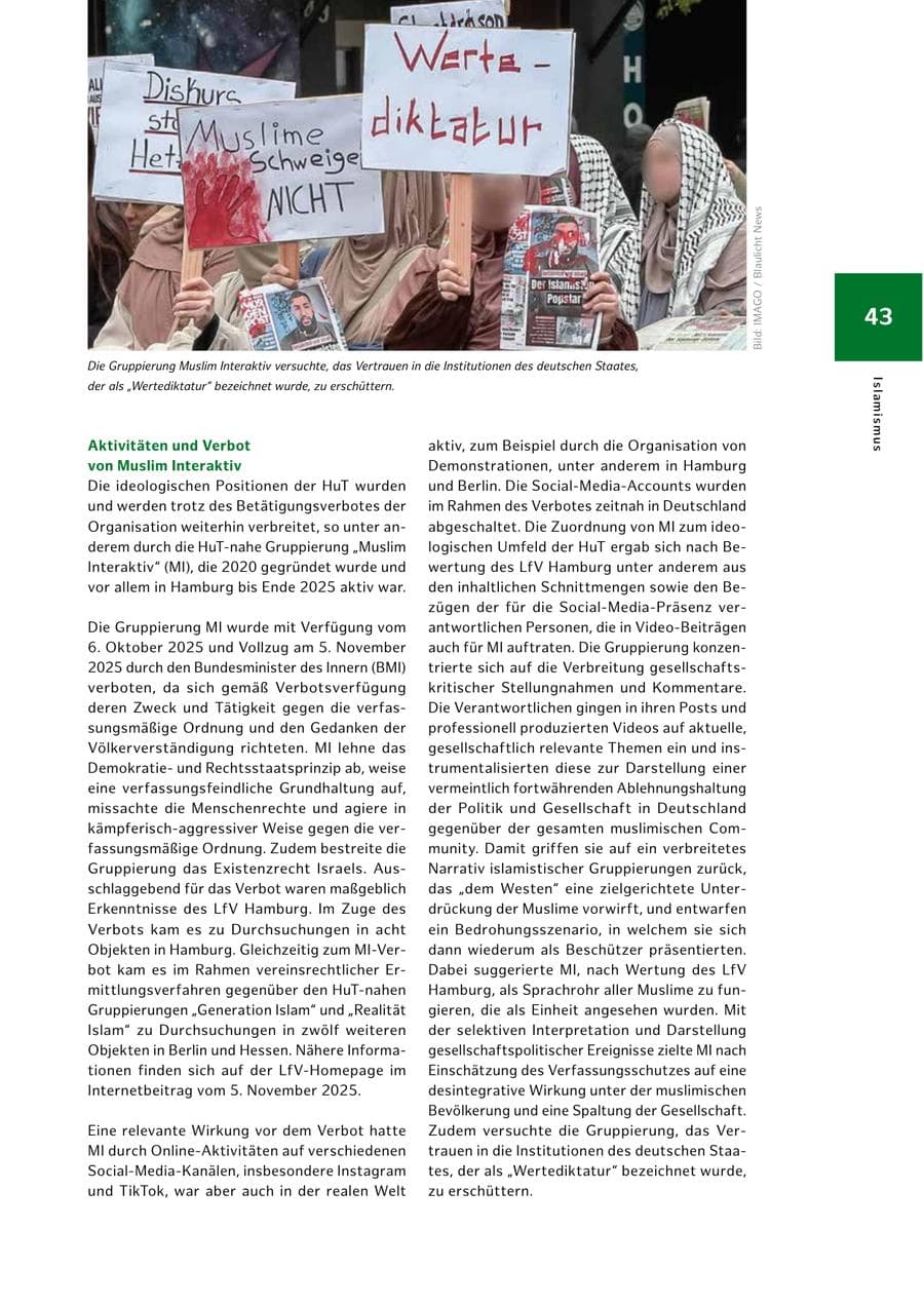 Seite 43 des Verfassungsschutzbericht 2025 Hamburg