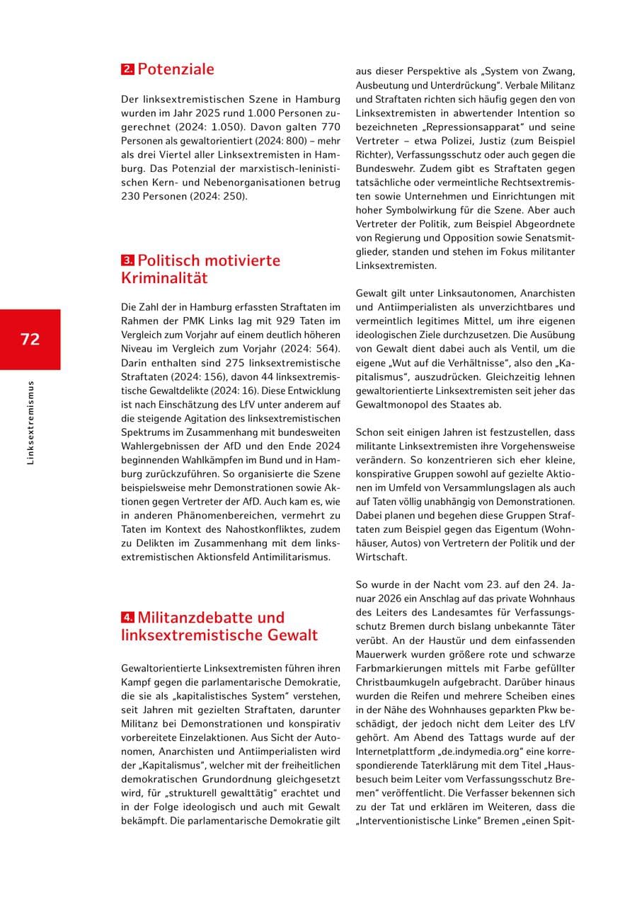 Seite 72 des Verfassungsschutzbericht 2025 Hamburg