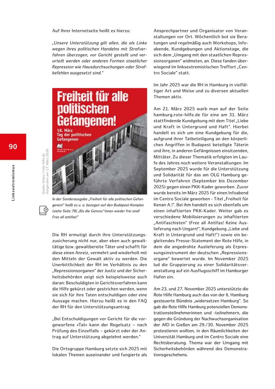 Seite 90 des Verfassungsschutzbericht 2025 Hamburg