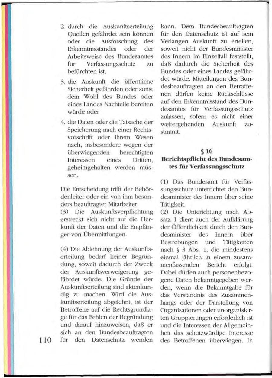 Seite 110 des Verfassungsschutzbericht 1992 Mecklenburg-Vorpommern