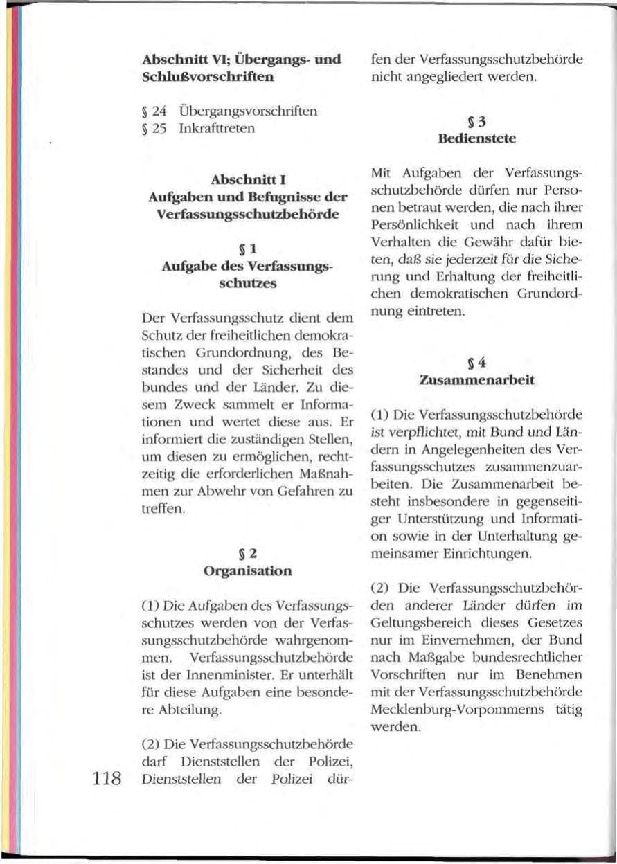 Seite 118 des Verfassungsschutzbericht 1992 Mecklenburg-Vorpommern