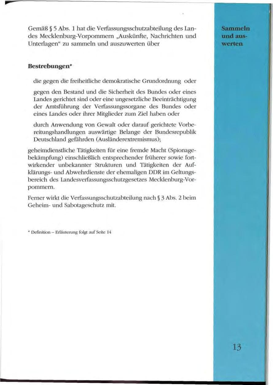 Seite 13 des Verfassungsschutzbericht 1992 Mecklenburg-Vorpommern