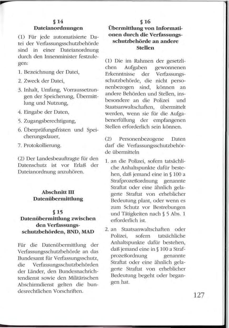 Seite 127 des Verfassungsschutzbericht 1992 Mecklenburg-Vorpommern