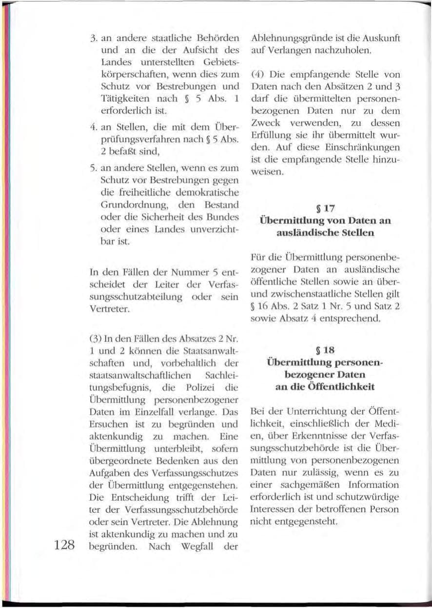 Seite 128 des Verfassungsschutzbericht 1992 Mecklenburg-Vorpommern