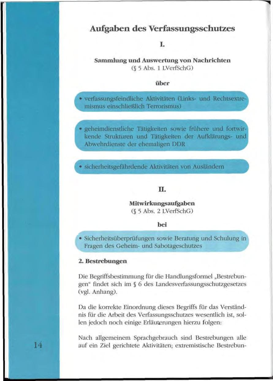 Seite 14 des Verfassungsschutzbericht 1992 Mecklenburg-Vorpommern