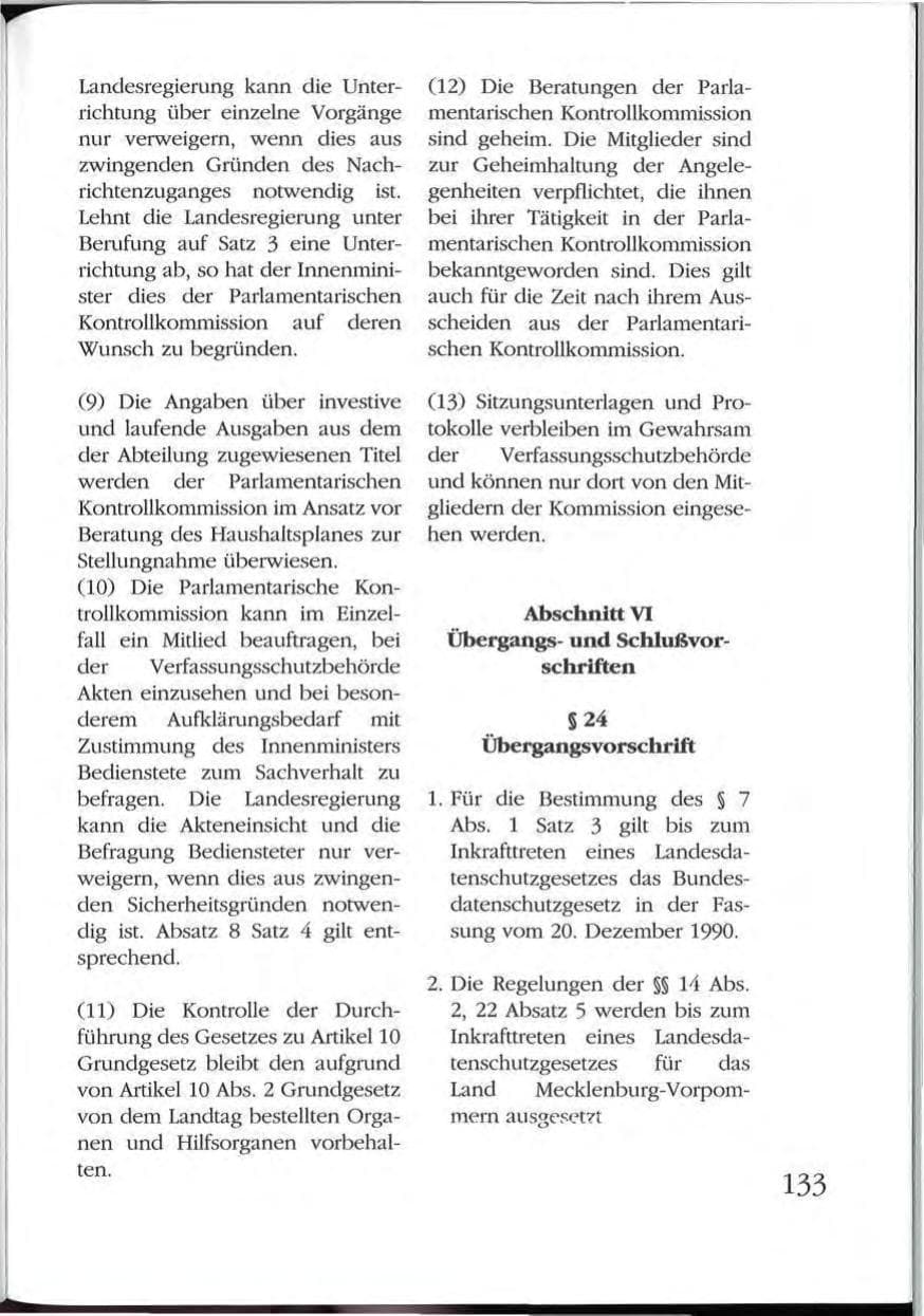 Seite 133 des Verfassungsschutzbericht 1992 Mecklenburg-Vorpommern