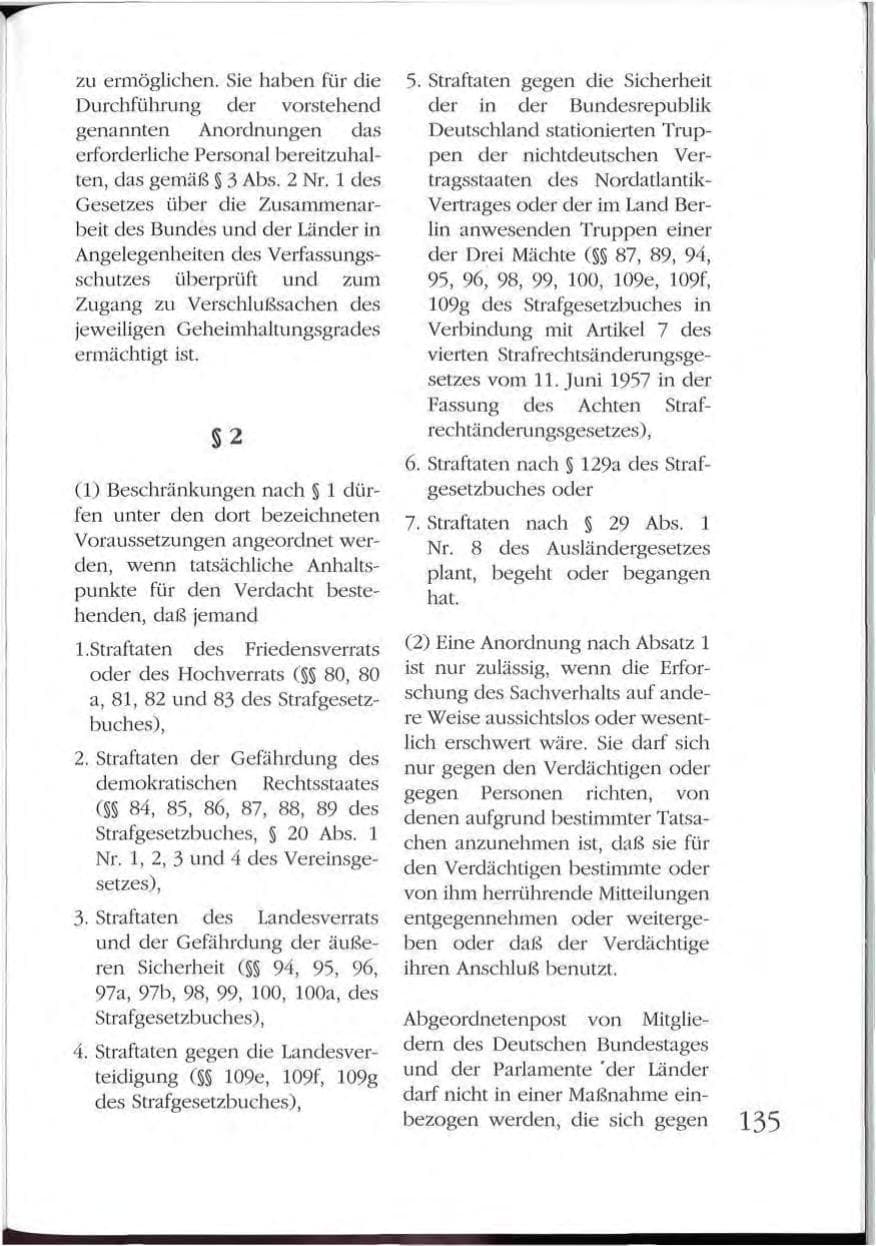 Seite 135 des Verfassungsschutzbericht 1992 Mecklenburg-Vorpommern