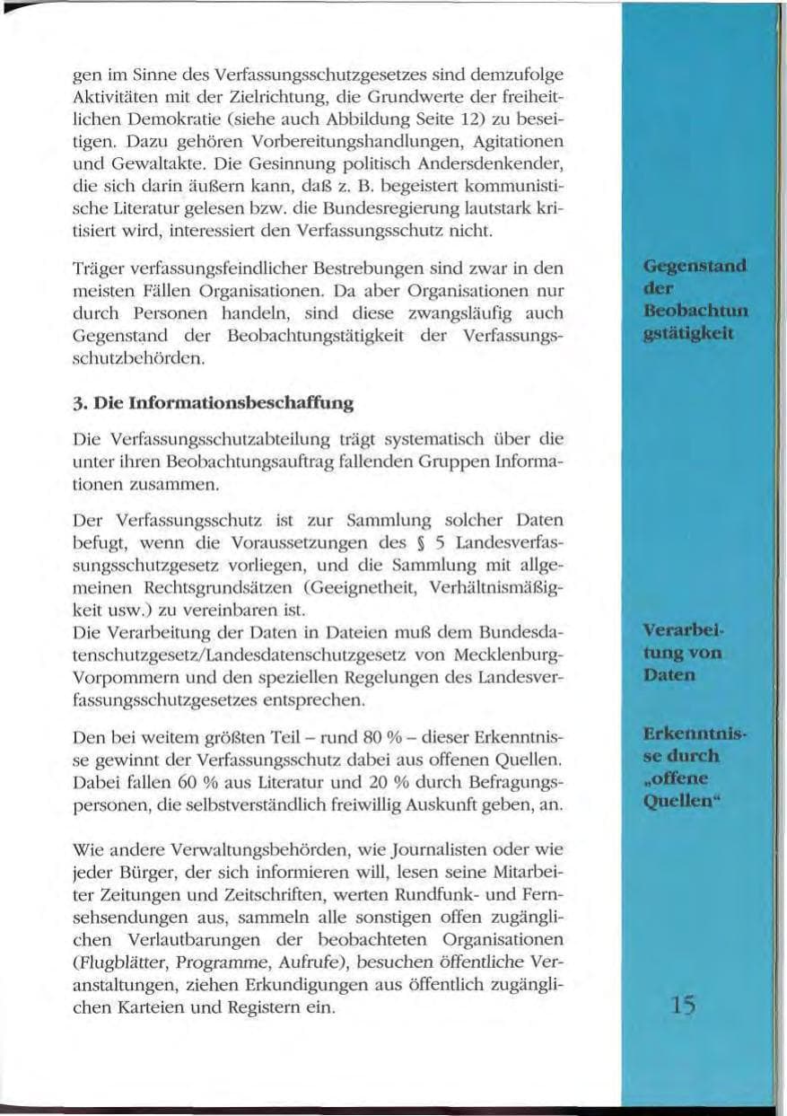 Seite 15 des Verfassungsschutzbericht 1992 Mecklenburg-Vorpommern