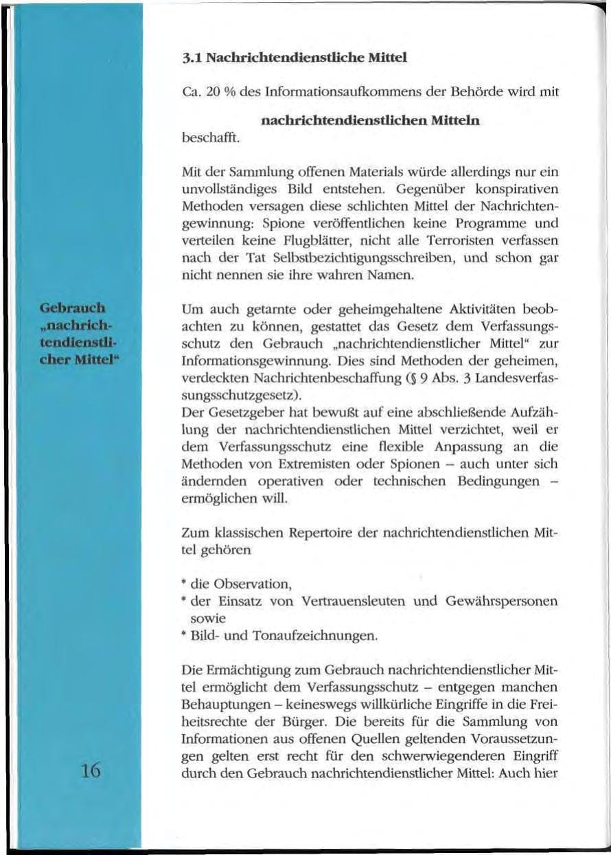 Seite 16 des Verfassungsschutzbericht 1992 Mecklenburg-Vorpommern