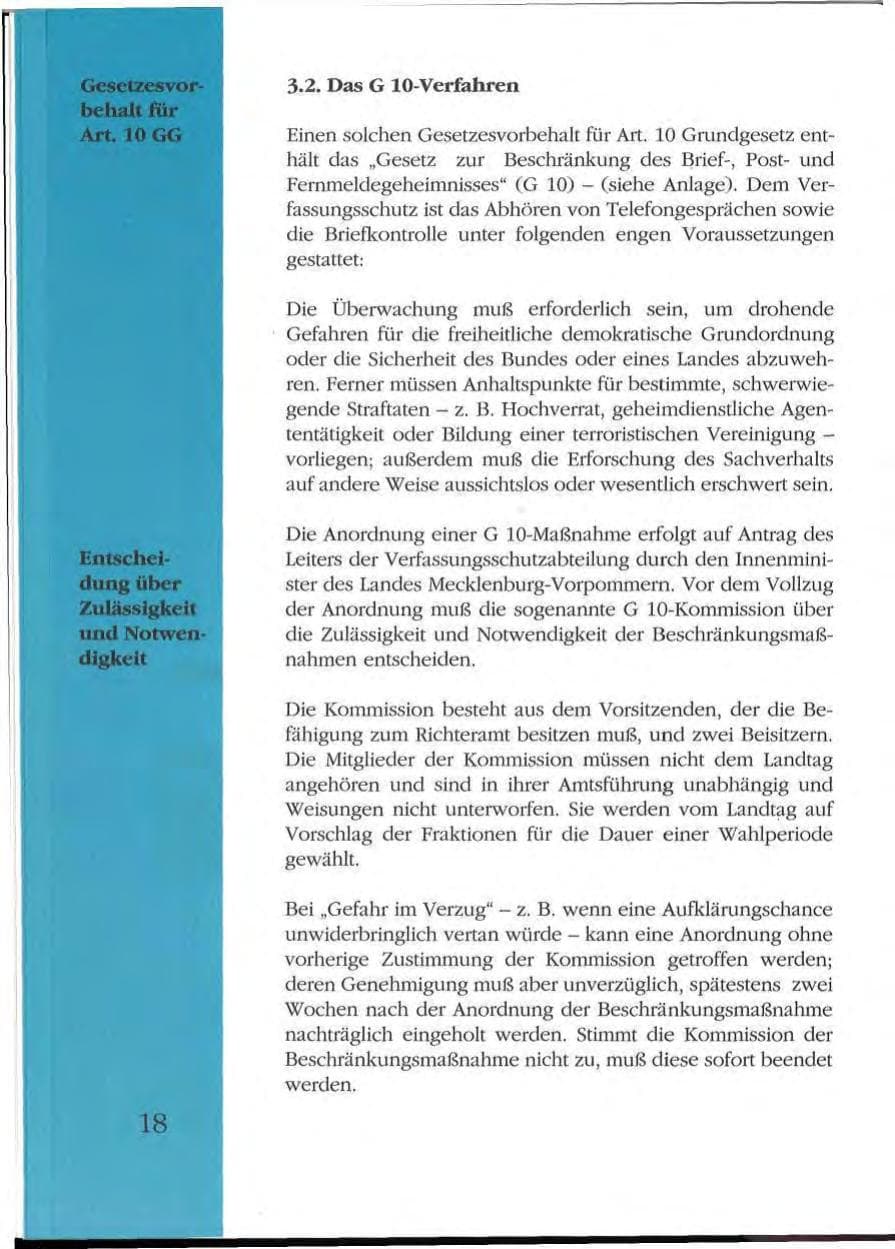 Seite 18 des Verfassungsschutzbericht 1992 Mecklenburg-Vorpommern