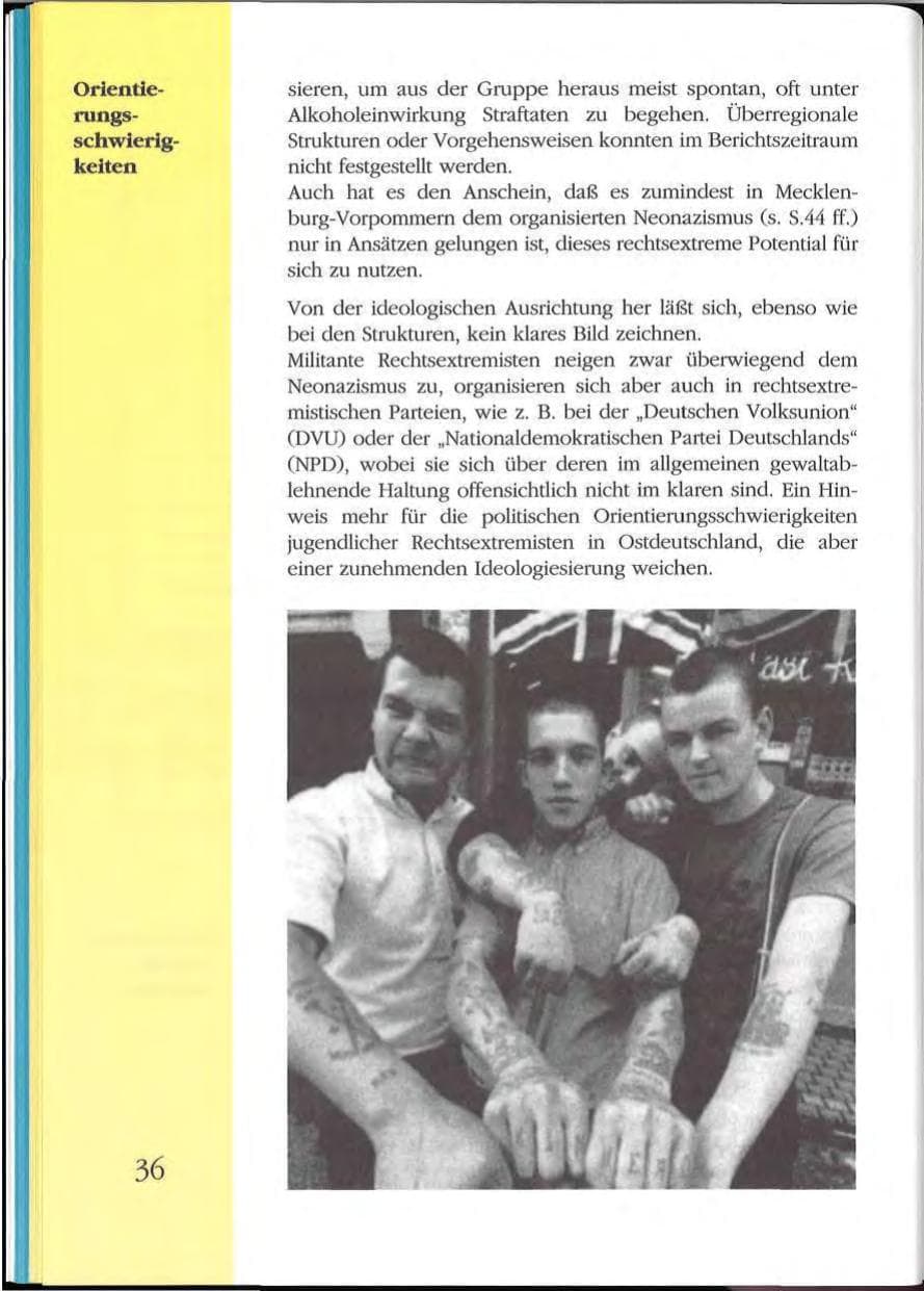 Seite 36 des Verfassungsschutzbericht 1992 Mecklenburg-Vorpommern