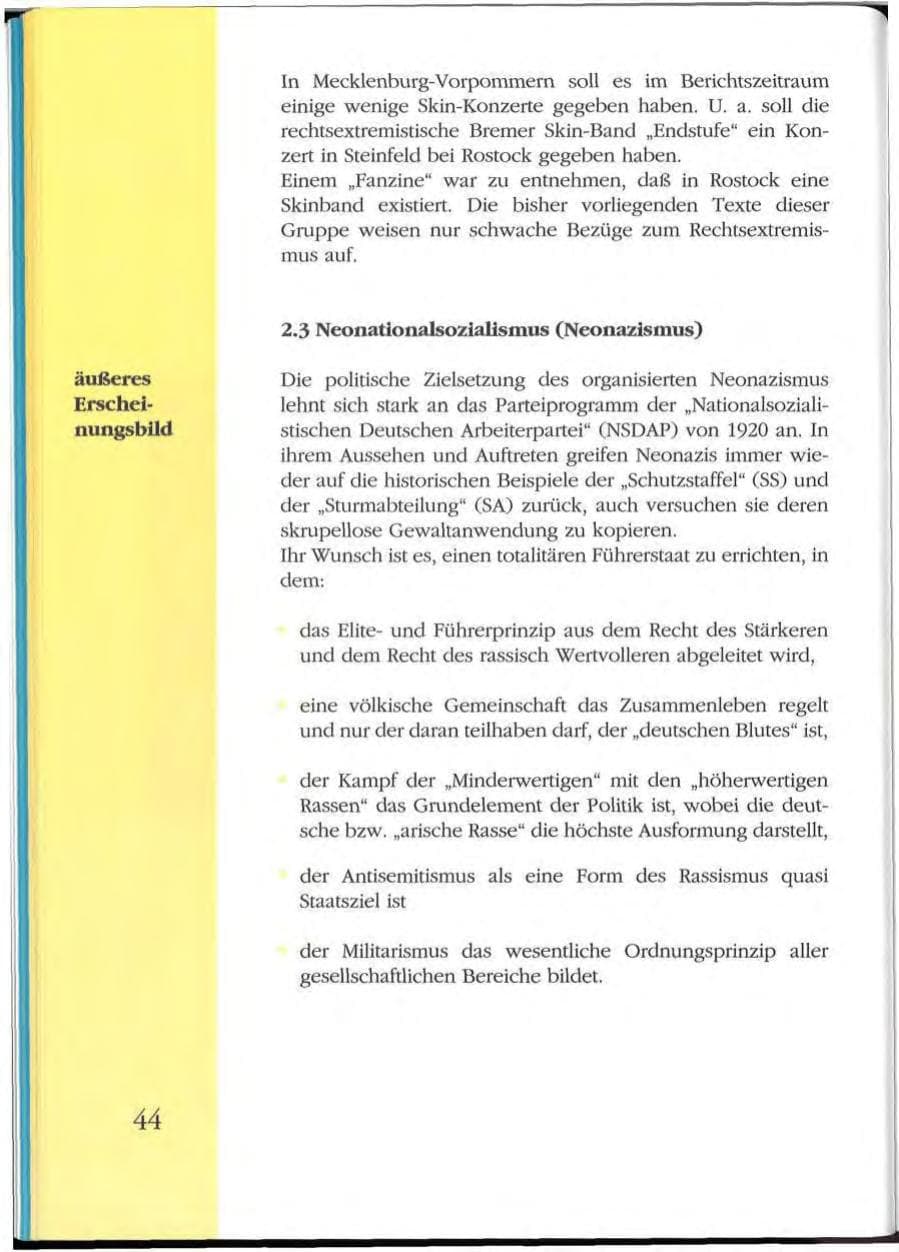 Seite 44 des Verfassungsschutzbericht 1992 Mecklenburg-Vorpommern