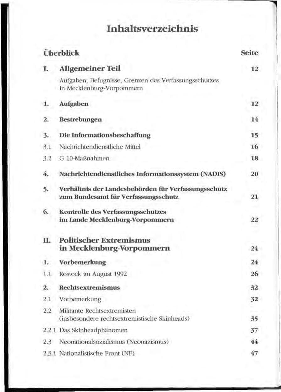 Seite 6 des Verfassungsschutzbericht 1992 Mecklenburg-Vorpommern