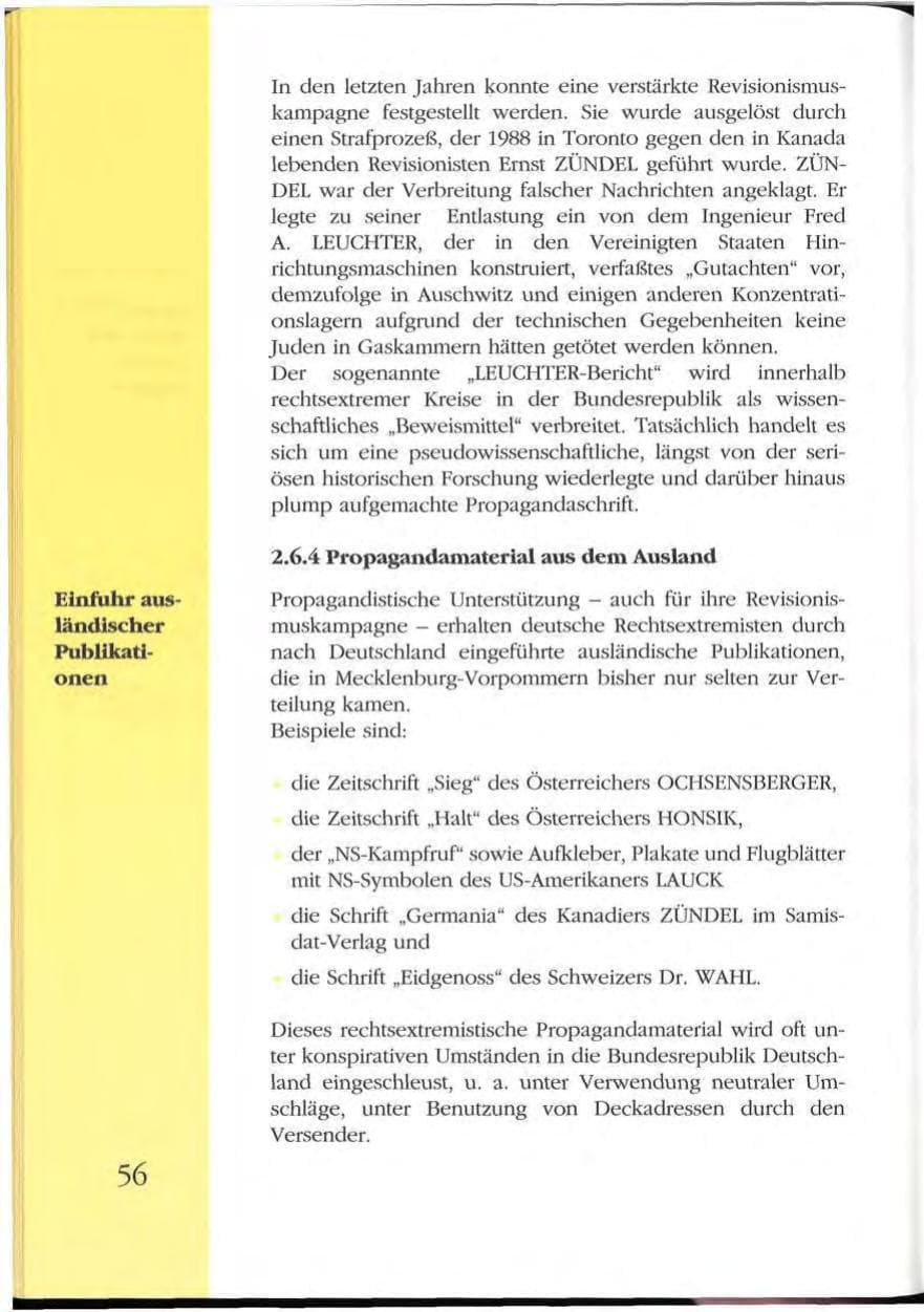Seite 56 des Verfassungsschutzbericht 1992 Mecklenburg-Vorpommern
